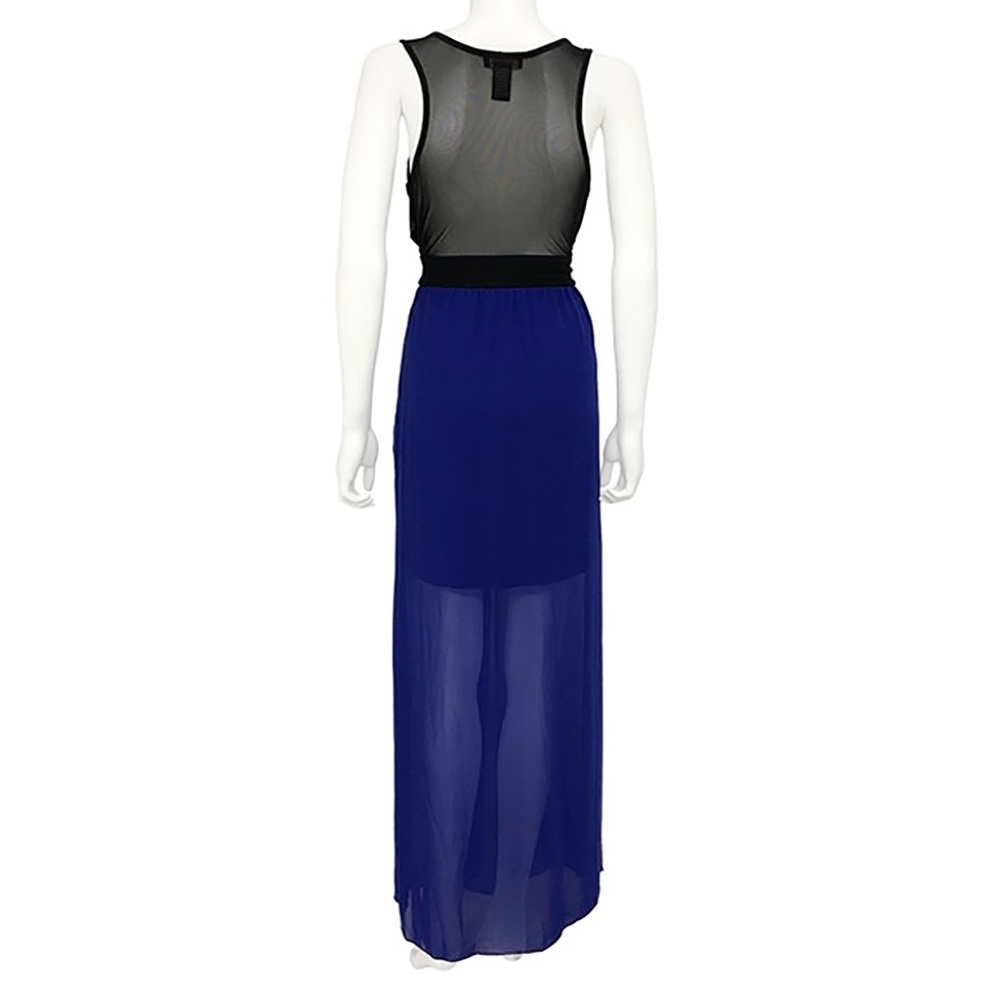 Black & Blue Sheer Fit & Flow Maxi Dress - Picture 3 of 3